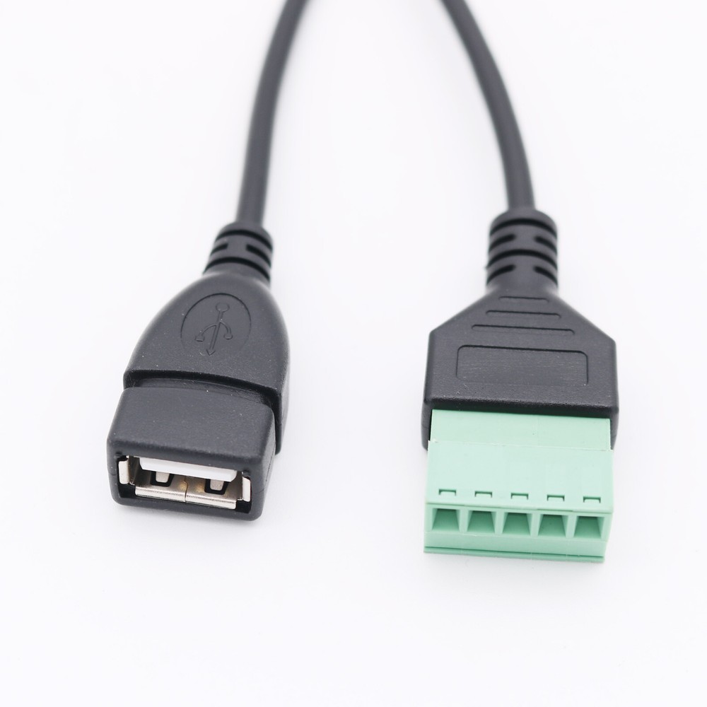 1FT USB A Female to 5 Pin Screw Terminal Connector Plug w/ Shield Adapter Cable