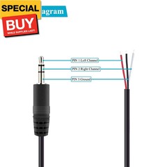 2 Pack Replacement 3.5Mm Male Plug to Bare Wire Open End TRS 3 Pole Stereo 1/8″