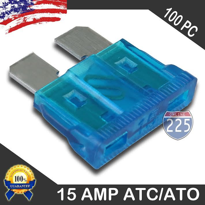 100 Pack 15 AMP ATC/ATO STANDARD Regular FUSE BLADE 15A CAR TRUCK BOAT MARINE RV