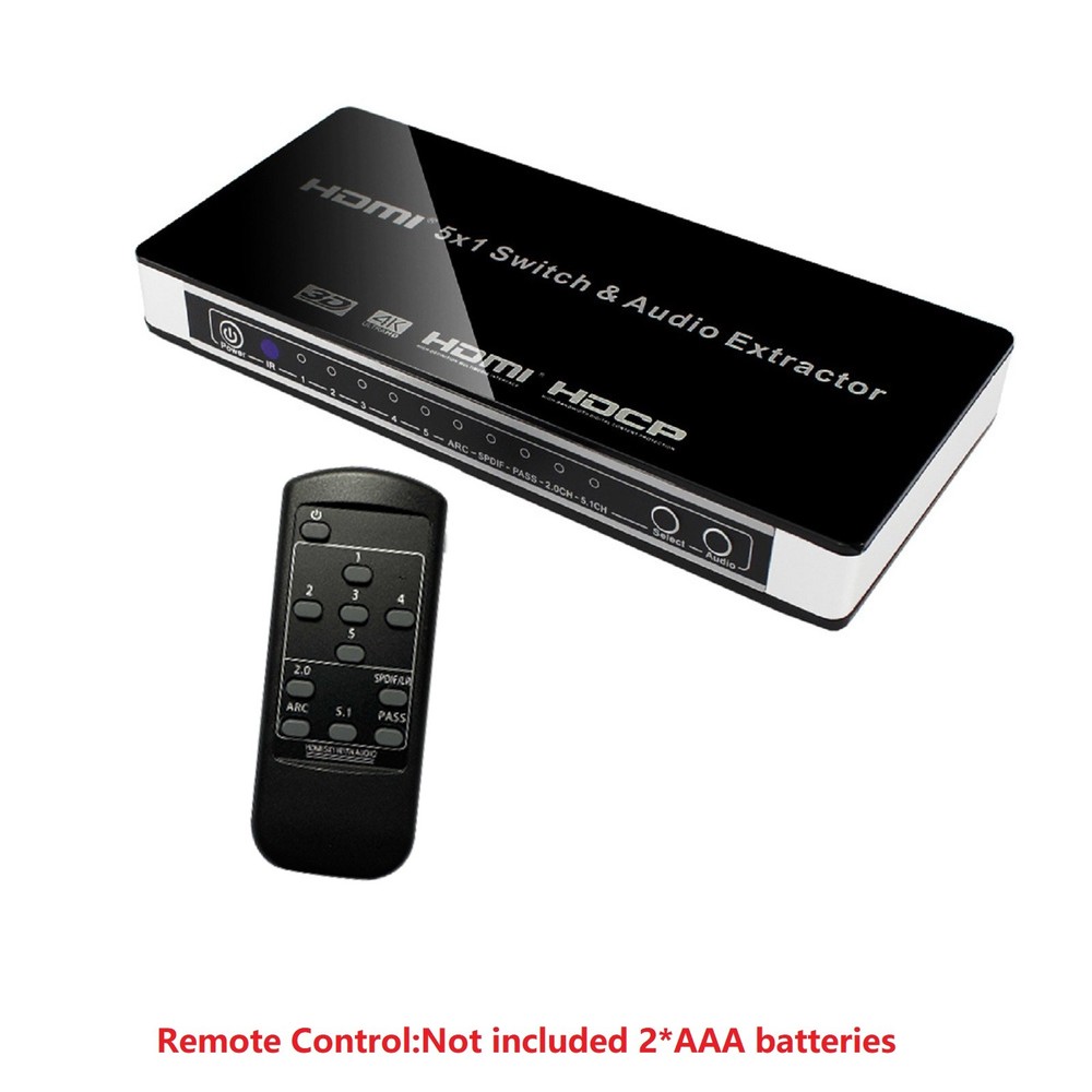 4K 1080P 5×1 Port HDMI Switch Splitter w/ Remote Control Power For PS4 PS5 Xbox