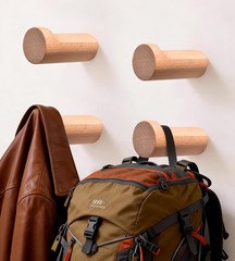 Beech Wood Wall Hooks, 4 Pack Heavy Duty Coat Hooks – Farmhouse Rustic Entryway