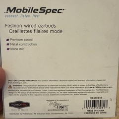 NEW MOBILESPEC STEREO Fashion Earbuds Wired MBS10301 In-Line Mic