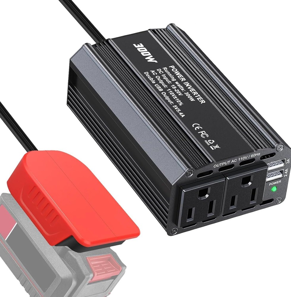 300W Power Inverter for Bauer DC 20V to AC 120V Portable Power Station Generator