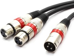 2X XLR Male to Dual XLR Female 3 Pin Jack Splitter Oxygen-Free Cable 0.5M/1.5FT