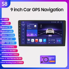 8+128GB 8Core 9″ Android 12 CarPlay Radio Stereo GPS Navi Player WiFi DSP BT 5.0