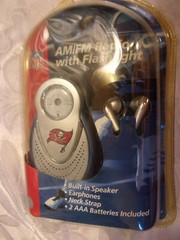 NFL AM/FM Radio w/Flashlight Speakers Earphones Neck Strap Tampa Bay Buccaneers