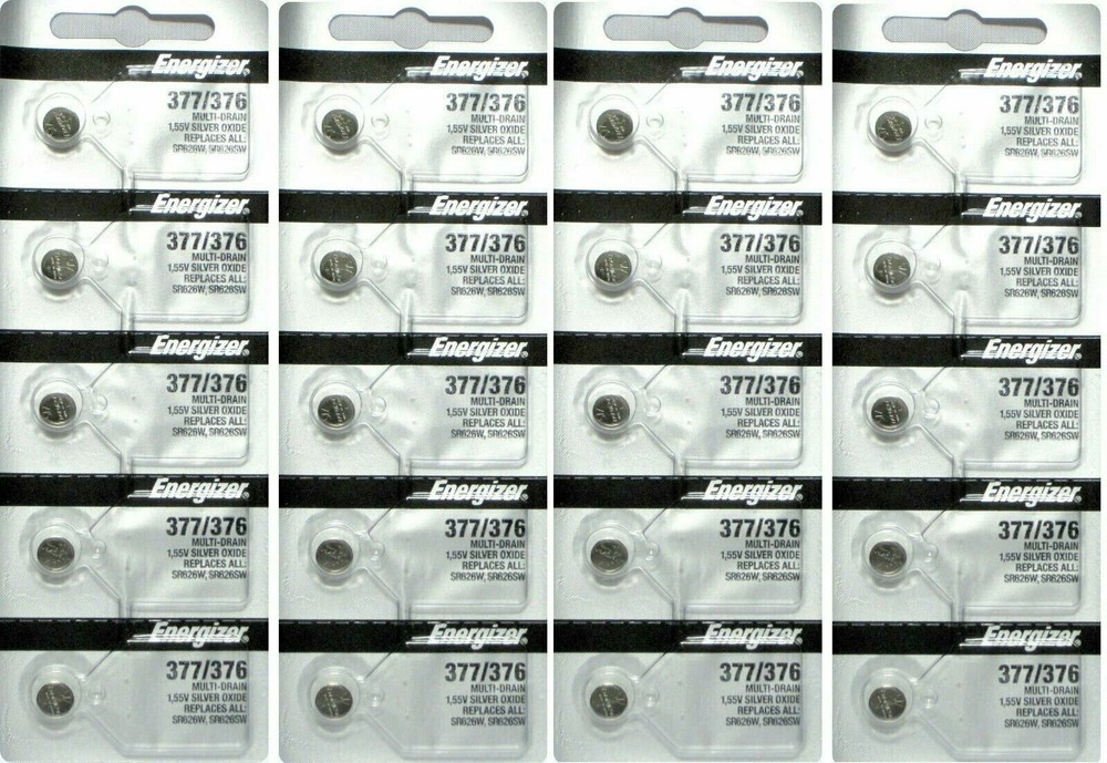 20 PCS ENERGIZER 377 376 WATCH BATTERIES SR626SW SR626W