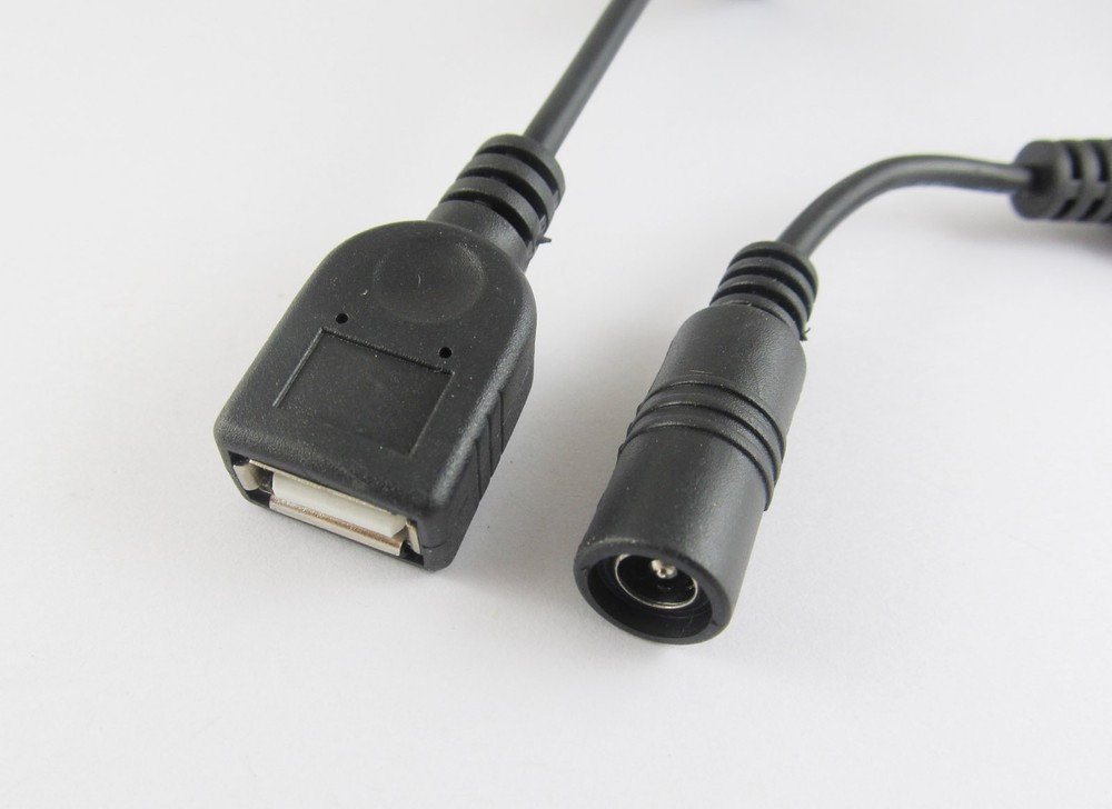 DC Power Supply Extension Cord USB 2.0 A Female to 5.5 x 2.1mm Female Cable 12cm