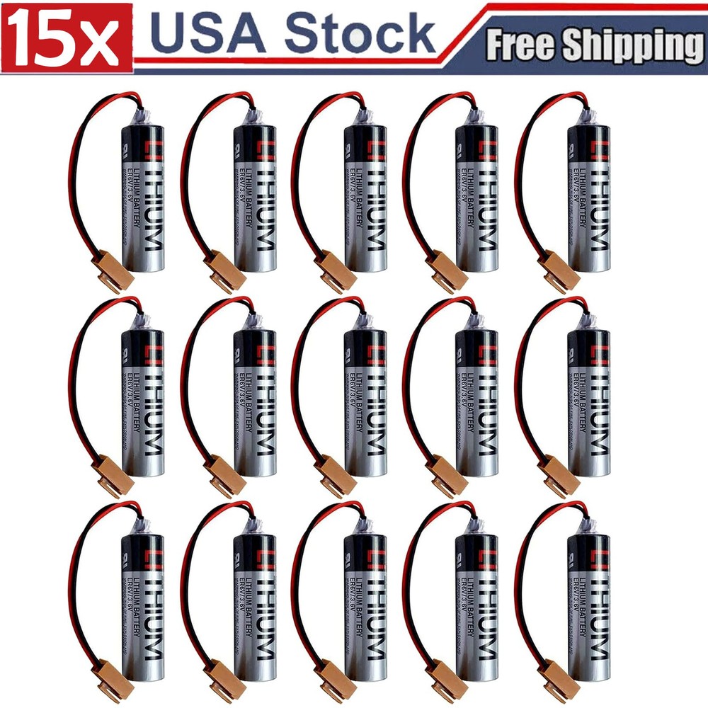 ❏ 15X ER6V 3.6V ER6VC119B ER6VC119A 2400mAh PLC Battery With Plug for TOSHIBA