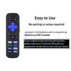 New Replacement Remote Control for Roku TV TCL Hisense Onn Netflix YouTube Sling