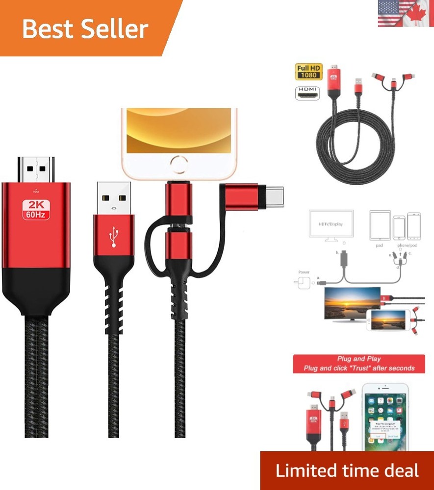 Compact 3-in-1 HDMI Cable Adapter: Type C & Micro USB for Enhanced Streaming