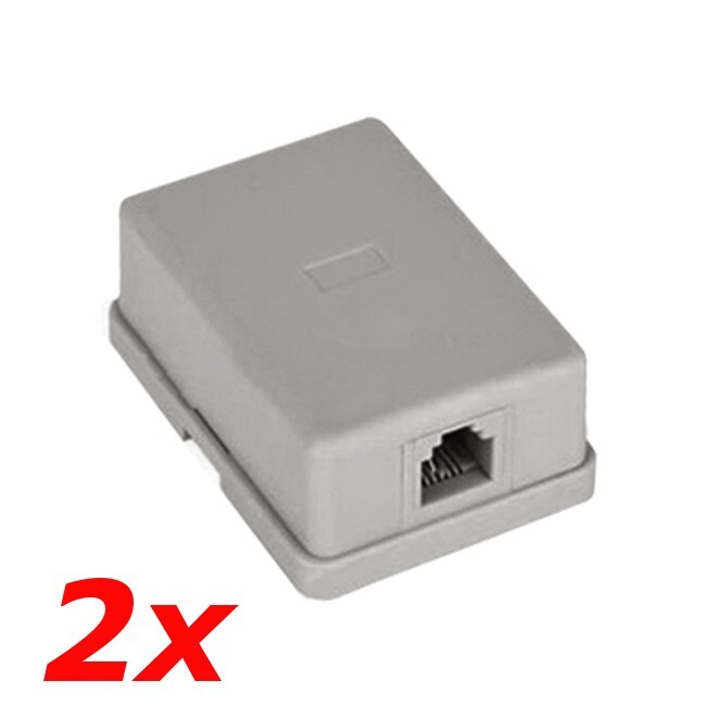 2 PACK – 1-Port RJ11 6P4C White Surface Mount Box SMB Biscuit Jack for Telephone