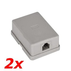 2 PACK – 1-Port RJ11 6P4C White Surface Mount Box SMB Biscuit Jack for Telephone
