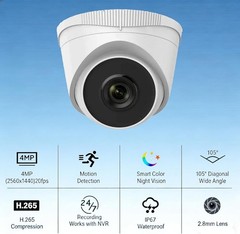 4MP PoE IP IR Night Vision Turret Camera Outdoor/Indoor Plastic Housing 2.8mm