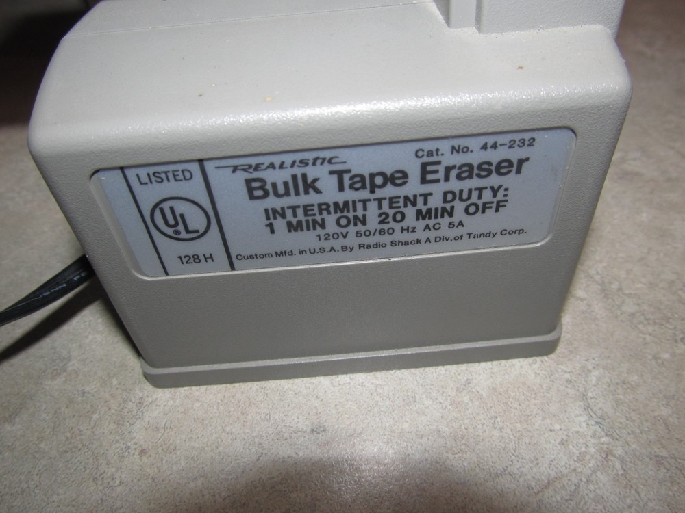Realistic Radio Shack Bulk Tape Eraser 44-232 Cassette VHS Demagnetizer