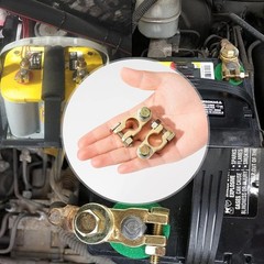 Universal Brass Battery Terminal Connectors, Top Post Boat RV Vehicles (1 Pair)