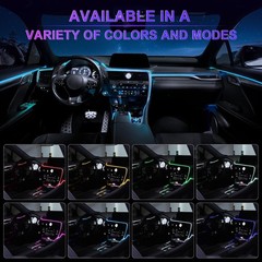 LivTee Smart Car LED Interior Lights 6 in 1- Remote Control, Color-changing