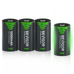 BEVIGOR Rechargeable D Batteries, High Capacity 10000mAh NiMH D Cell Batterie…