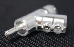 2 pk (1 pair) Silver Plated Locking Speaker Cable Banana Plugs RoHS Compliant