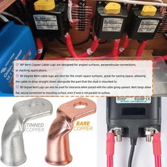 Tinned Copper Cable Lugs 8pcs 4/0 AWG-3/8 90 Degree Bent Battery Lugs,Heavy D…