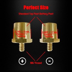 M6 Thread Male Brass Battery Terminal Charging Posts, M6 Battery Post Adapter