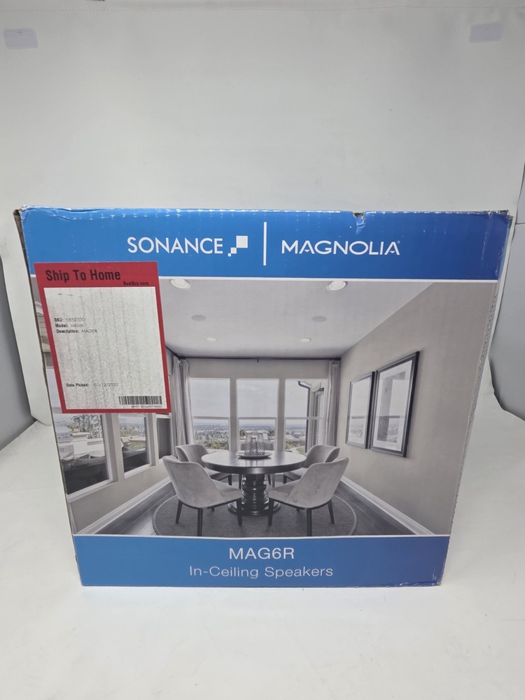 Sonance MAG6R 6-1/2″ 2-Way In-Ceiling Speakers (Pair) -New/Sealed -Box has wear