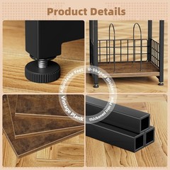 Record Player Stand 3 Tier End Table Vinyl Storage Rustic Brown