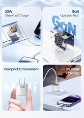 TRON PD20W USB-C GaN Fast Charger, Compact Wall Charger, Type-C Power Adapte