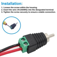 20Pcs of Speaker Wire Cable to Audio RCA Male Connector Adapter Jack Plug Lot