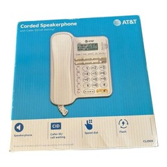 AT&T Corded Speakerphone White Caller ID Call Waiting Hearing Aid Compatible