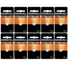 10 x 303/357 Duracell Silver Oxide Batteries (AG13, SR44, SR44W, EPX76, 76B)