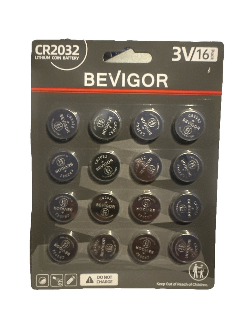 BEVIGOR CR2032 3V Lithium Coin Batteries 16 Pack – AirTag, Key Fob, Remote Watch