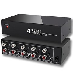 3.5mm Aux + Rca L/r Audio Splitter 1 In 4 Out Stereo Analog Audio Distributor Bo