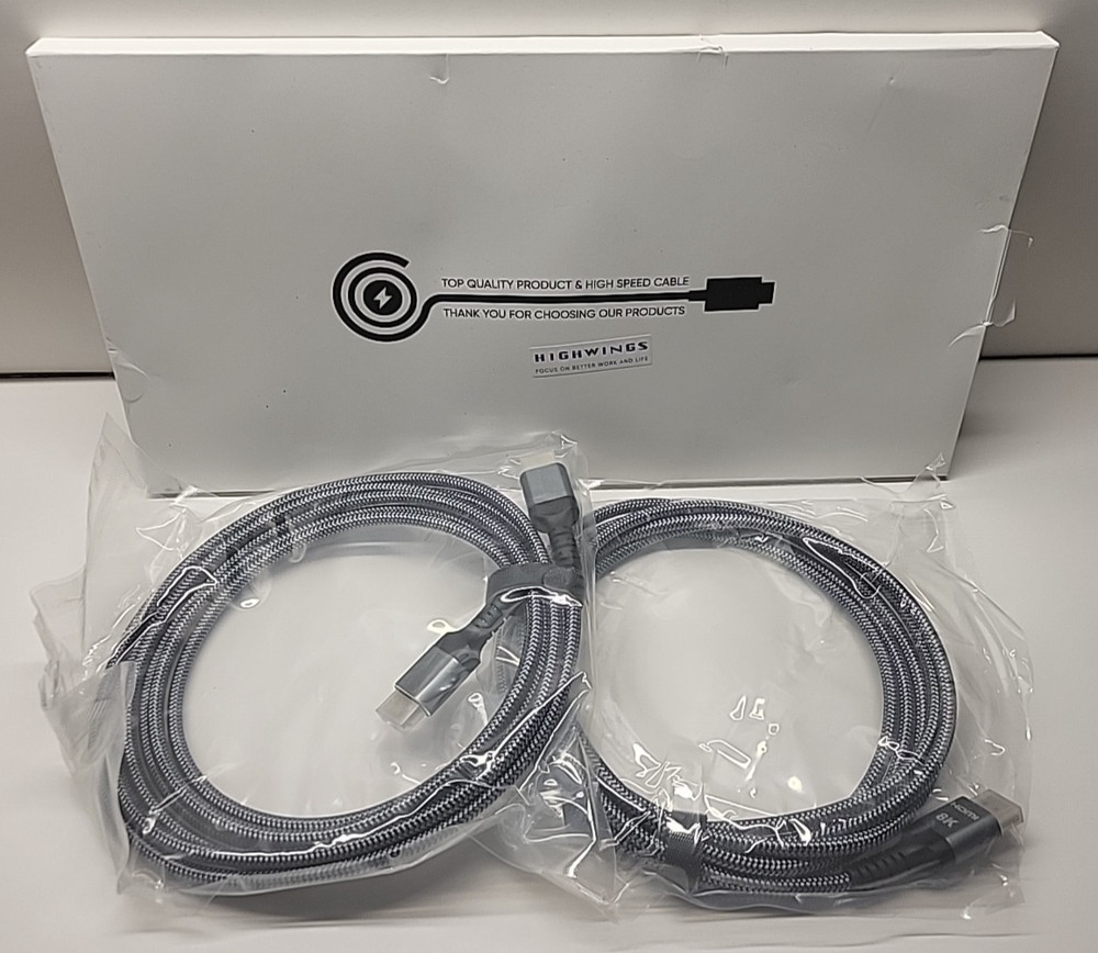 TWO 8K@60 HDMI Cable 10FT, 48Gbps 2.1 High Speed HDMI Braided Nylon 4K120 144Hz