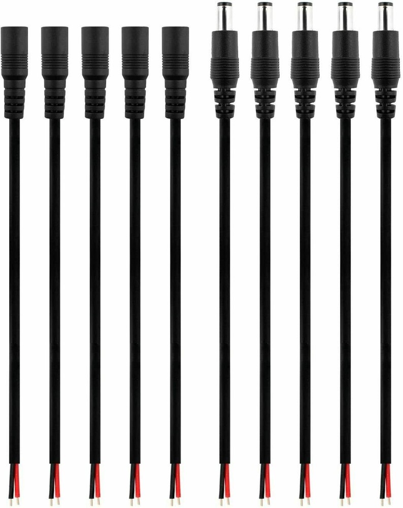 DC Barrel Power Plug Pigtail Cable 2.1mm x 5.5mm Male Female Jack Connector Cord