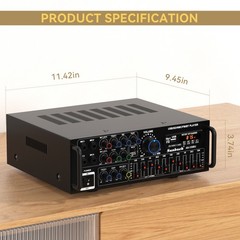2000W Power Amplifier Bluetooth 5.0 USB FM Karaoke Home Car Stereo with Remote
