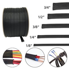 ALL SIZES 10‑100 FT Expandable Braided Cable Sleeving Wire Loom Nylon Tubing LOT