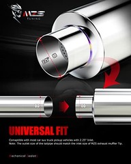Exhaust Muffler, Stainless Steel Exhaust Tip 15″ 2.25 Intlet 3 outlet Burnt