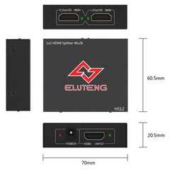 4K HDMI Splitter 1 in 2 out Ultra HD HDCP HDMI 30Hz HDMI Switch 1×2 1080P 3D