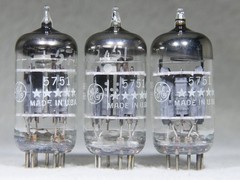Matched Trio GE Five Star 5751/12AX7/ECC83 Triple Mica O-Getter USA Very Strong