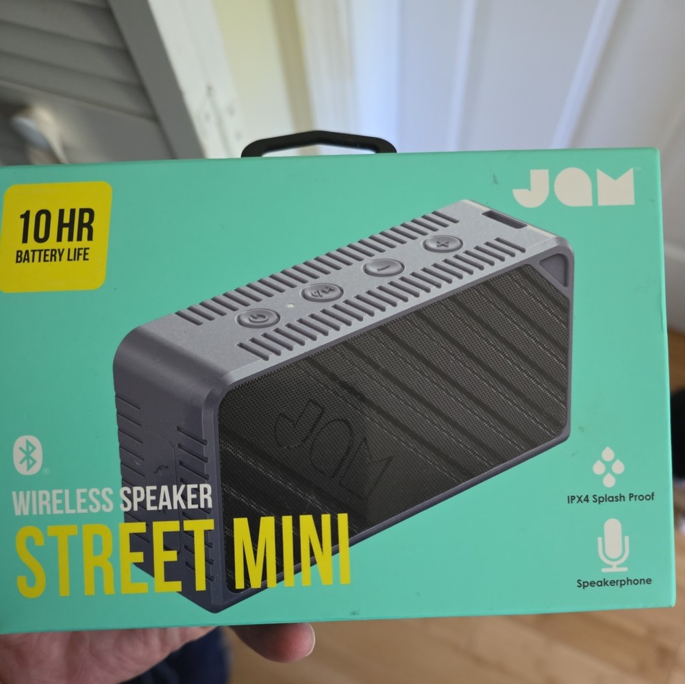 Jam Wireless Speaker Street Mini Gray IPX4 Splash Proof Speakerphone New in Box