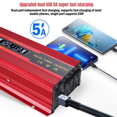 7000W Power Inverter DC 12V 24V To AC 110V 220V Pure Sine Wave Solar Converter