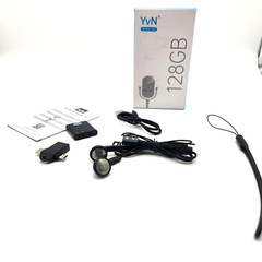 YVN 128GB Voice Activated Recorder – Playback, USB-C, Sound Recording for Lectur