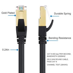 6-50ft Cat 8 Ethernet RJ45 LAN Cable High Speed 40Gbps Patch Network Gold Plated