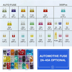 300Pcs Car Fuse Assortment Kit, 160 Mini Blade Fuses Automotive + 90 Standard Au