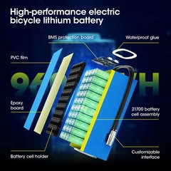 72V 40Ah E-bike Battery with 100A BMS Lithium Pack for 0-5000W Motor Waterproof
