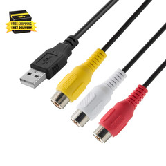 USB to RCA Cable 5FT, USB 2.0 a Female to 3 RCA Female Cord AV Composite Cable f