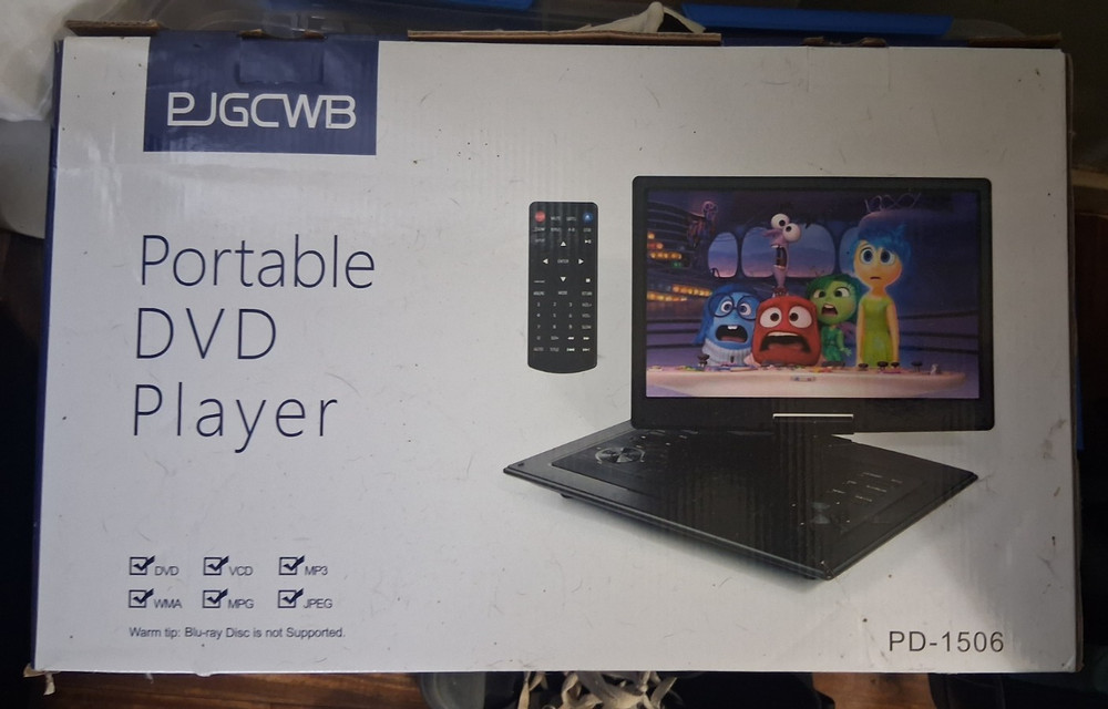 PJGCWB Portable DVD Player PD-1506 w/ Remote Control, DVD VCD MP3 JPG WMA