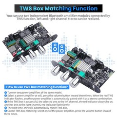 Bluetooth 5.3 Mono Amplifier Board 100W TWS USB AUX BT DC 9-24V DIY Speaker Mini