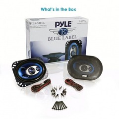 Pyle 4x6in. 240W 3-Way Speakers (Pair) New PL463BL